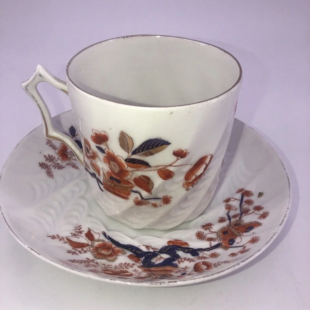 Vintage Imari Style Cup‎ & Saucer Hand Painted Floral Ironstone Numbers 3551
